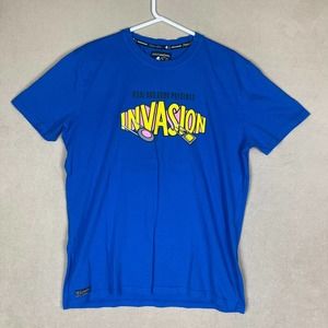 Maui and Sons T-Shirt Adult Large Blue Invasion Short Sleeve Beach‎ Mens